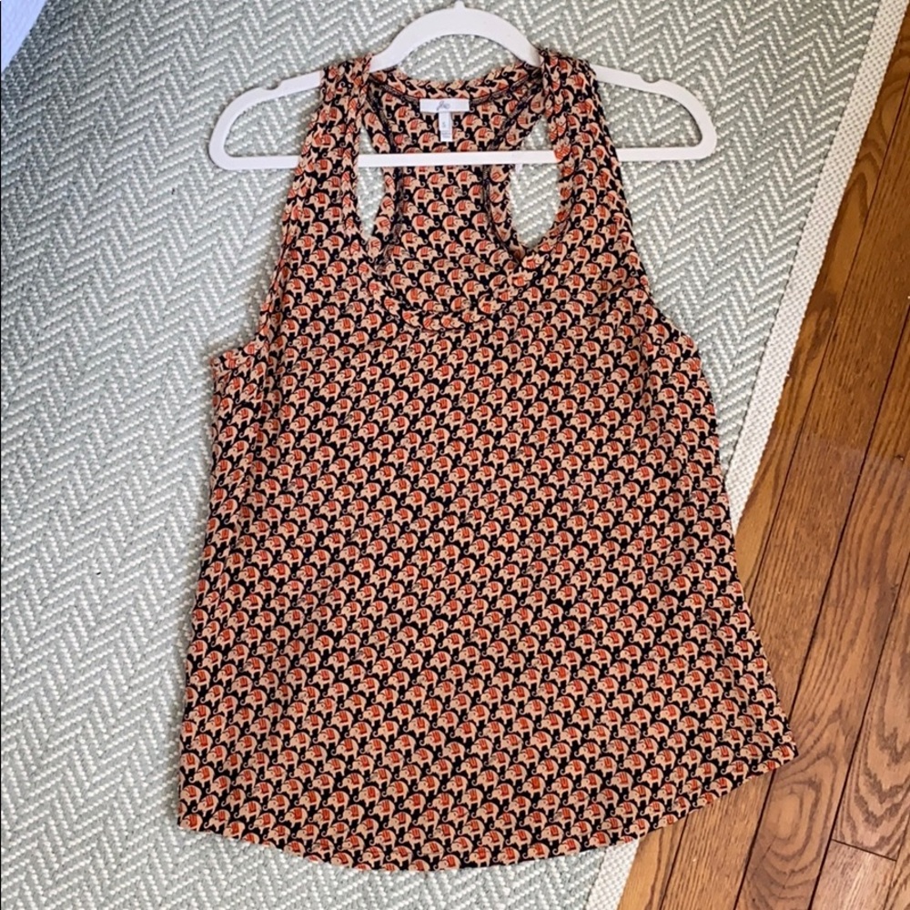 Joie - Silk Racerback Top - Elephant Print - Small
